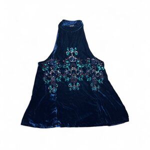Free People Blue Velvet Sequined Mini Dress